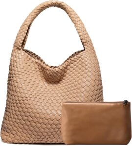 A clutch tote handbag